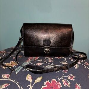 Patricia Nash Italian Black Leather Shoulder Crossbody Purse